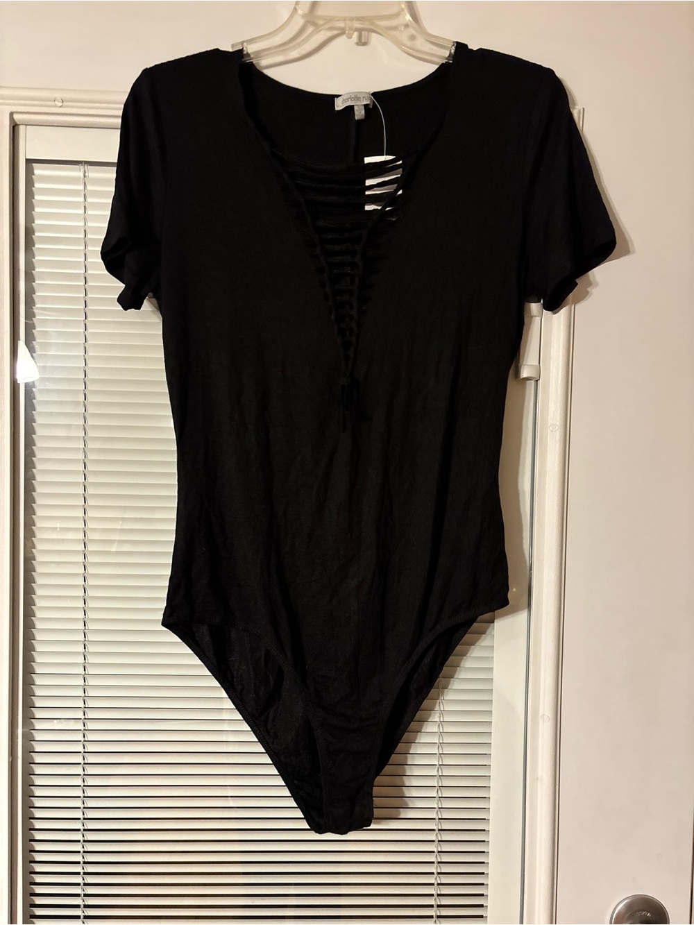 Charlotte Russe Black Strappy V-Neck Bodysuit